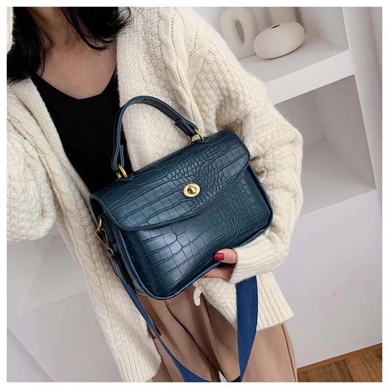 Женские дизайнерские сумки с широкими лямками винтажные роскошные аллигатора из