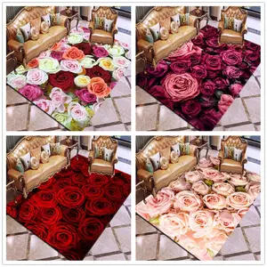 Коврики с принтом 3D с розами на День святого Валентина, для гостиной, спальни, коврик для прихожей, ванной, кухни, Противоскользящий коврик