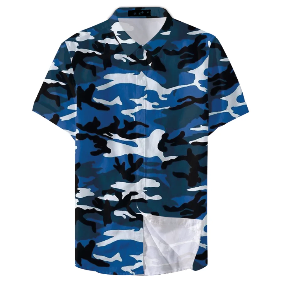 Мужская Повседневная рубашка на пуговицах удобная модная с коротким рукавом и