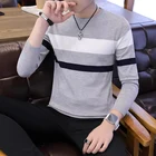 Мужской свитер в полоску, с круглым вырезом и длинным рукавом, C250