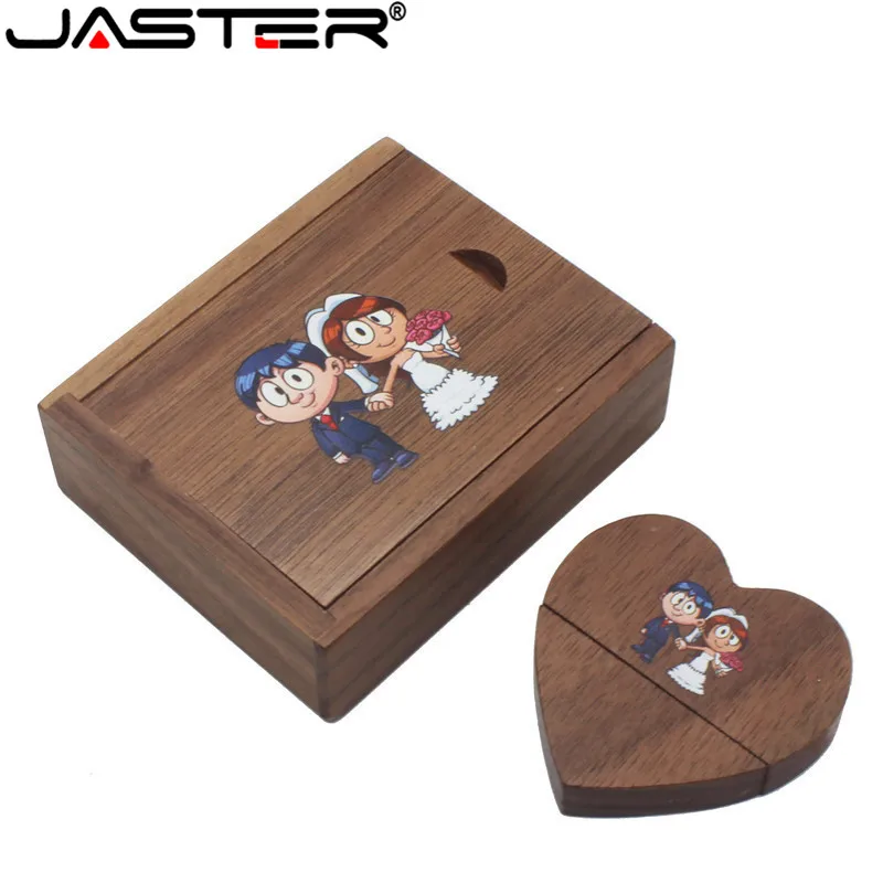 Usb флеш накопители JASTER с деревянным сердечком + Подарочная коробка usb U disk Pendrive 4 ГБ