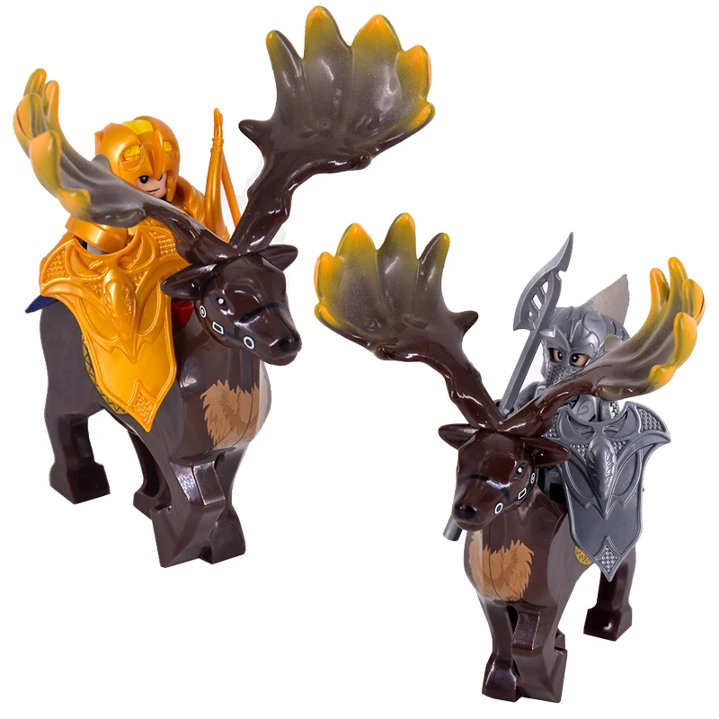 

1 шт., мини-фигурки средневековых рыцарей, строительные блоки, солдат эльфов с военной лошадью, кирпичи, игрушки для детей, подарки на Рождест...