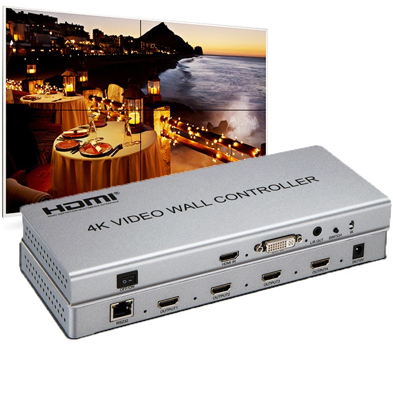 Настенный видеоконтроллер 4K 2x2 HDMI 1080P видеопроцессор DVI RS232 1x1 1x2 1X3 1x4 2x1 3x1 4x1 4