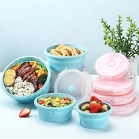 4pcs set silicone collapsible lunch box food storage container microwavable portable picnic camping outdoor 4 sizes home kitchen
