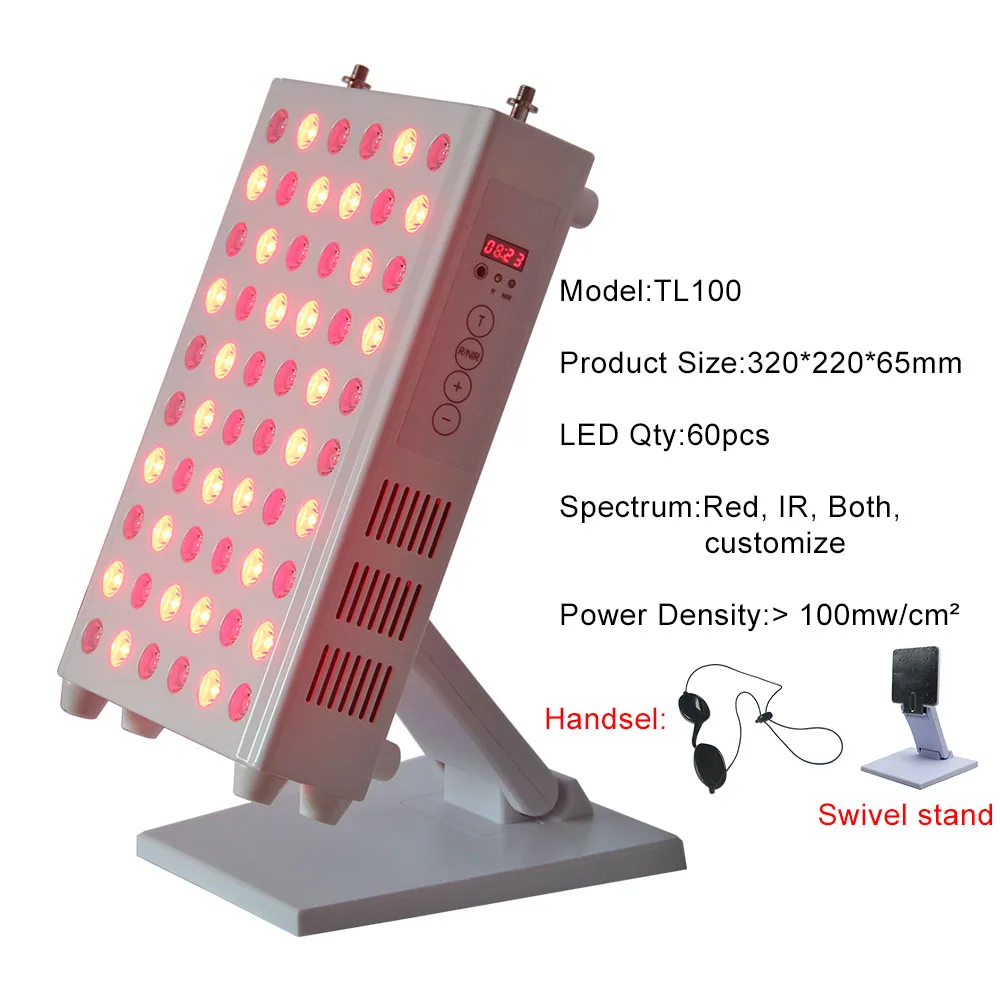 Red Near Infrared LED Light Therapy 660nm 850nm TL100 Time countdown display for Anti-aging and Pain