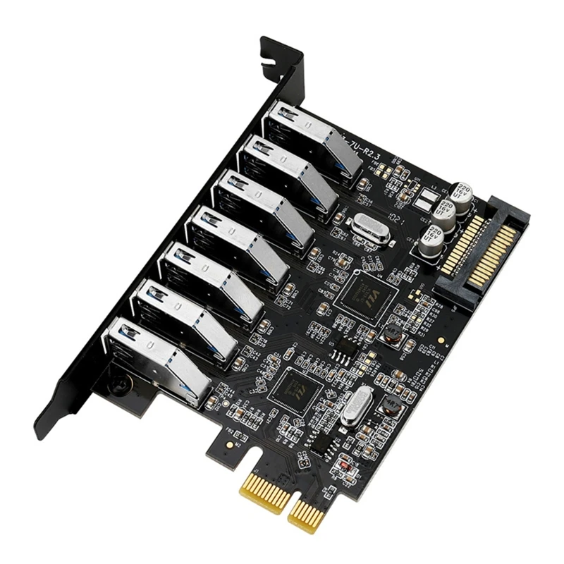 

Superspeed 7 портов PCIE на USB 3,0 Расширенная карта 7 USB 3.0 портов настольная Экспресс-карта с 15-контактным разъемом SATA
