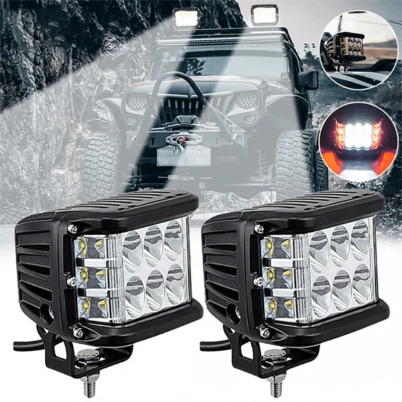 

2Pcs 4 inch 60W 12V Dual Side Shooter Dual Color White+Amber Strobe Lamp