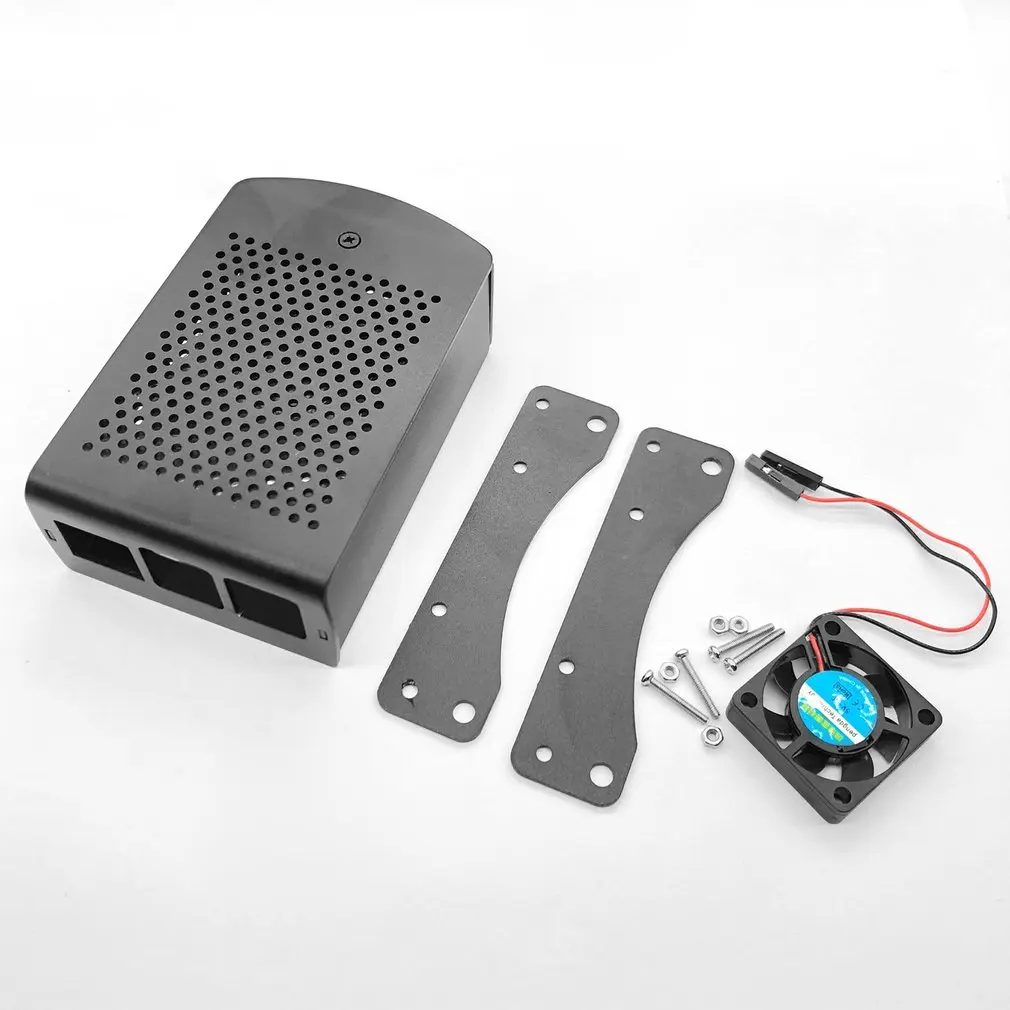 Для Raspberry Pi 4B алюминиевый корпус черный металлический корпус коробка с вентилятором черный корпус для RPI 4 Модель B RPI 4B чехол