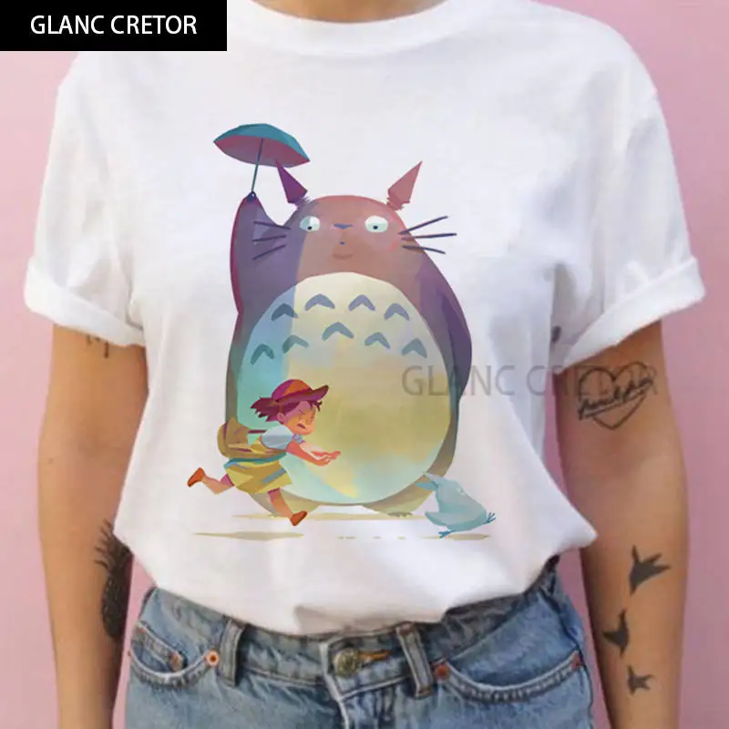 

Studio Ghibli Totoro 90s funny T Shirt Harajuku clothes Tshirt Aesthetic Anime Women Cute Female T-shirt Kawaii Fashion Ullzang