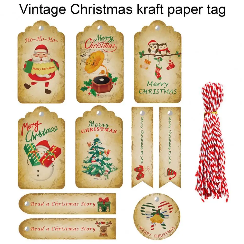 

Portable 50Pcs Light Christmas Gift Tags with Jute Twine Faux Kraft Paper Gift Tags Exquisite Workmanship for Gifts