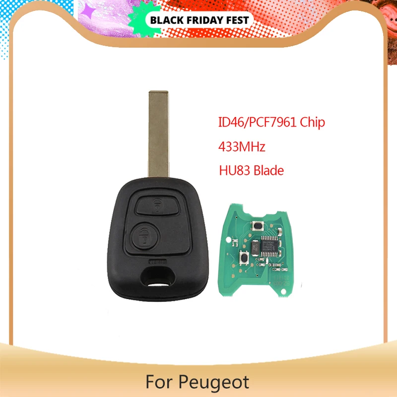 YLKGTTER 2 кнопки дистанционный Автомобильный ключ для Peugeot 307 Citroen C1 C3 с чипом