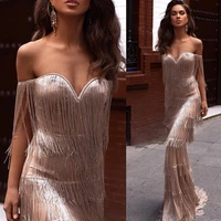 sexy prom dress long off the shoulder sweetheart elegant tassel formal evening party dresses vestidos de festa 2020