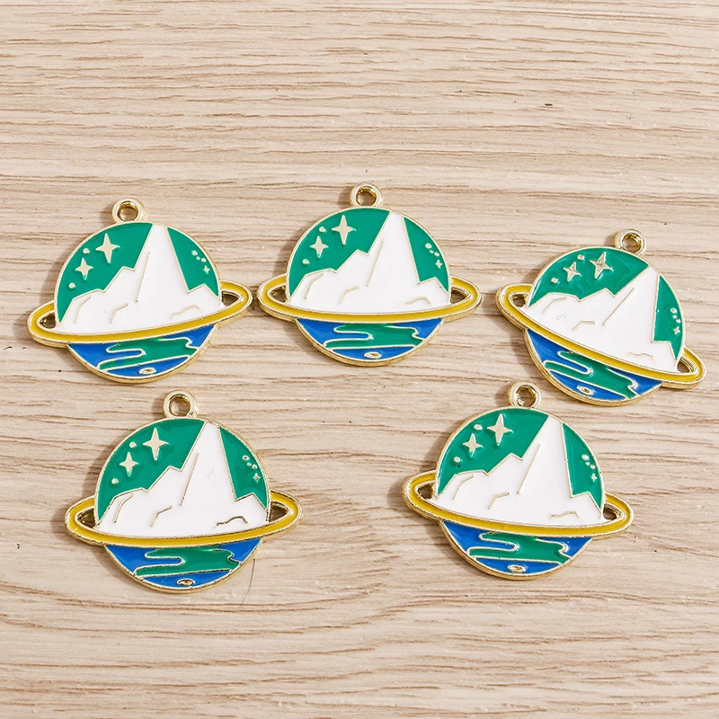 

10pcs 28*24mm Alloy Enamel Space Planet Star Charms Pendant for DIY Jewelry Making Necklaces Earrings Handmade Craft Accessories