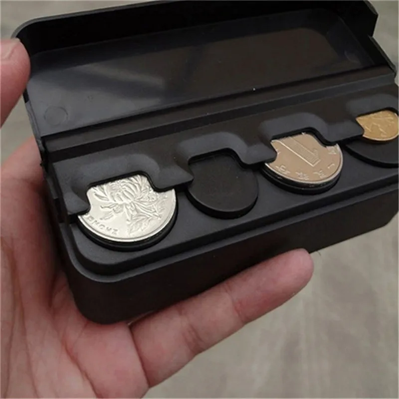 Black Plastics Car Coin Organizer Case Change Money Storage Box Container Money Coin Holders Organizer 4 Grid