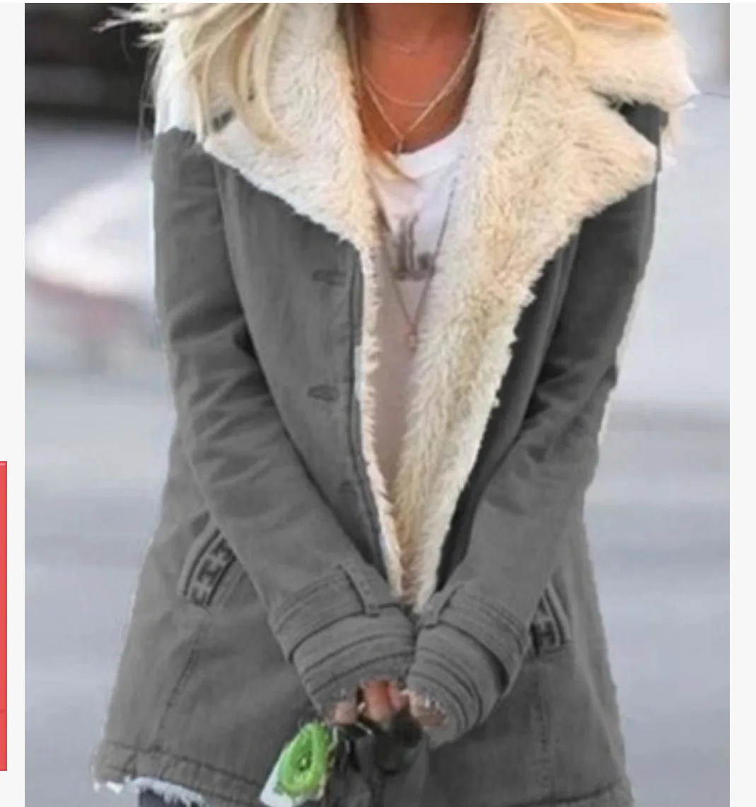 

Women's autumn and winter plus velvet long-sleeved warm cotton jacket
