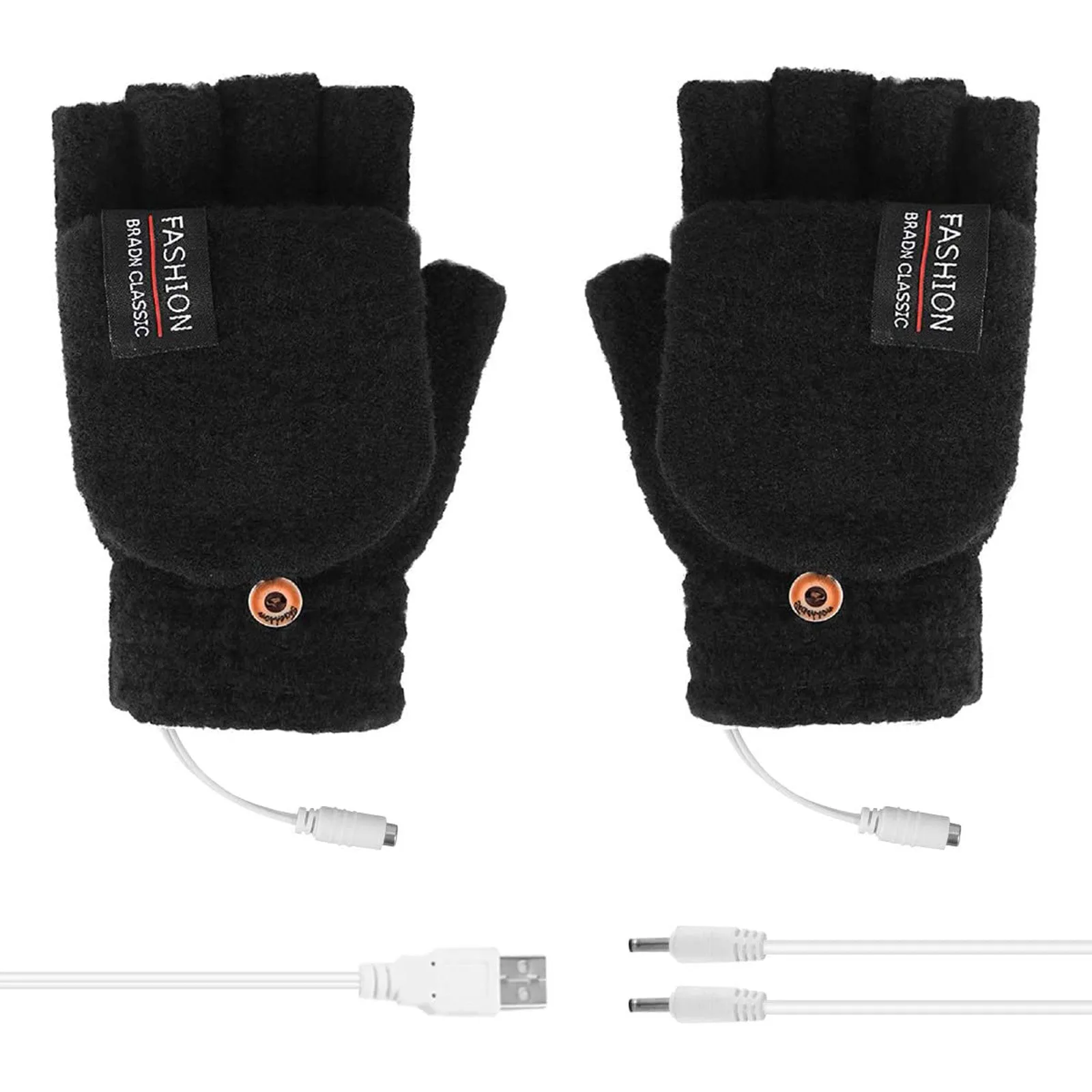 Фото 1 пара, женские зимние теплые перчатки с USB-подогревом №2