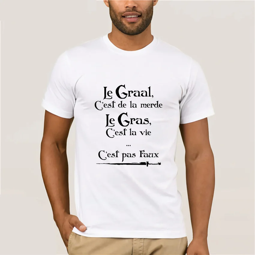 

Fat Is Life The Grail It's Shit Kaamelott Humorous Quote T Shirt Men's Cotton T-Shirt Round Collar Tee Short Sleeve Clothing