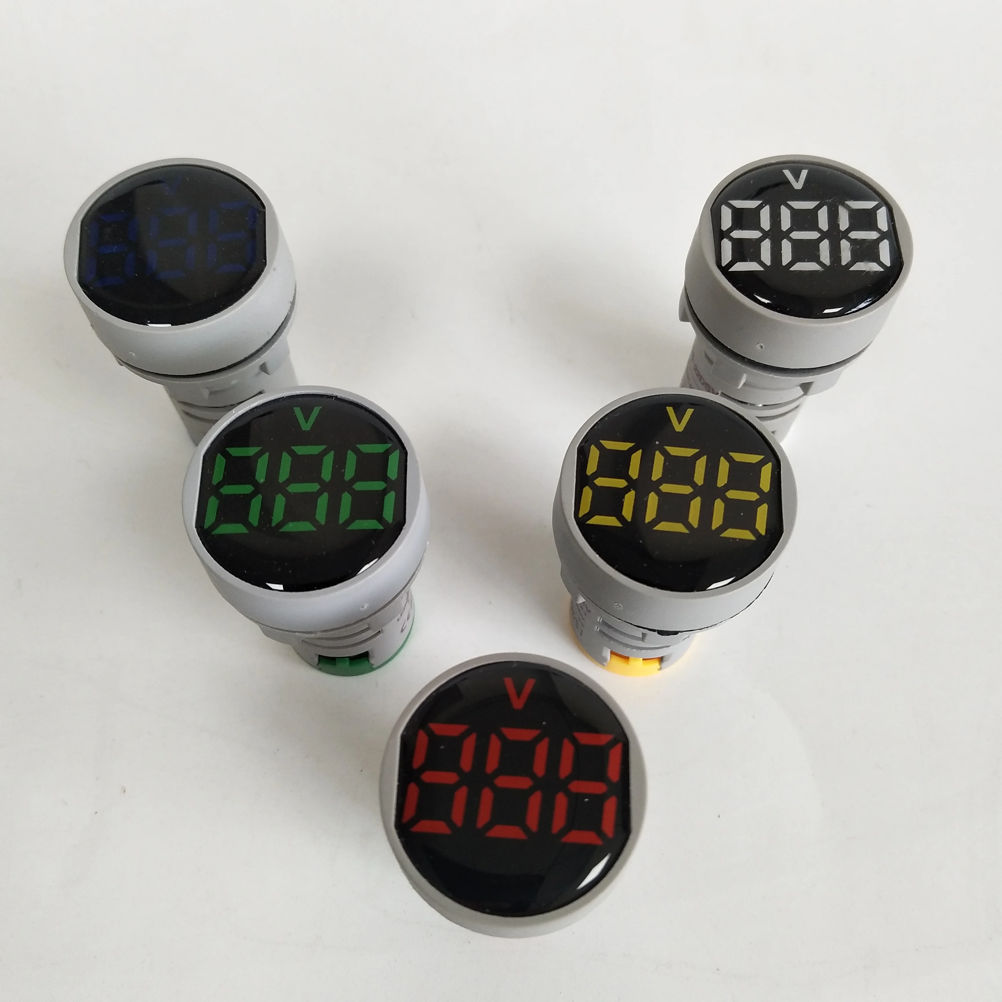 10PCS 22mm AC 60-500V LED Digitial Display Red Green Yellow Blue White Voltmeter Indicator Light Type Voltage Meter Tester | Лампы и