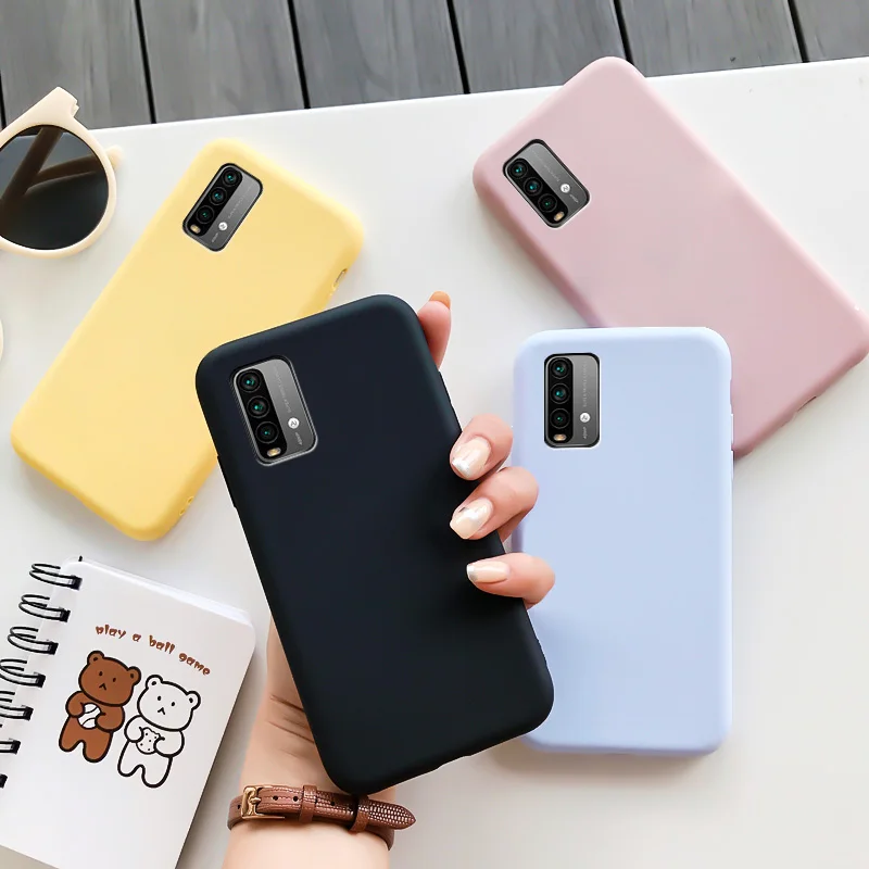 

For Xiaomi Redmi Note 9 4G Case Silicone Macaron Colors Candy For Redmi Note 9T Soft TPU Simple Black Casing Phone Back Cover