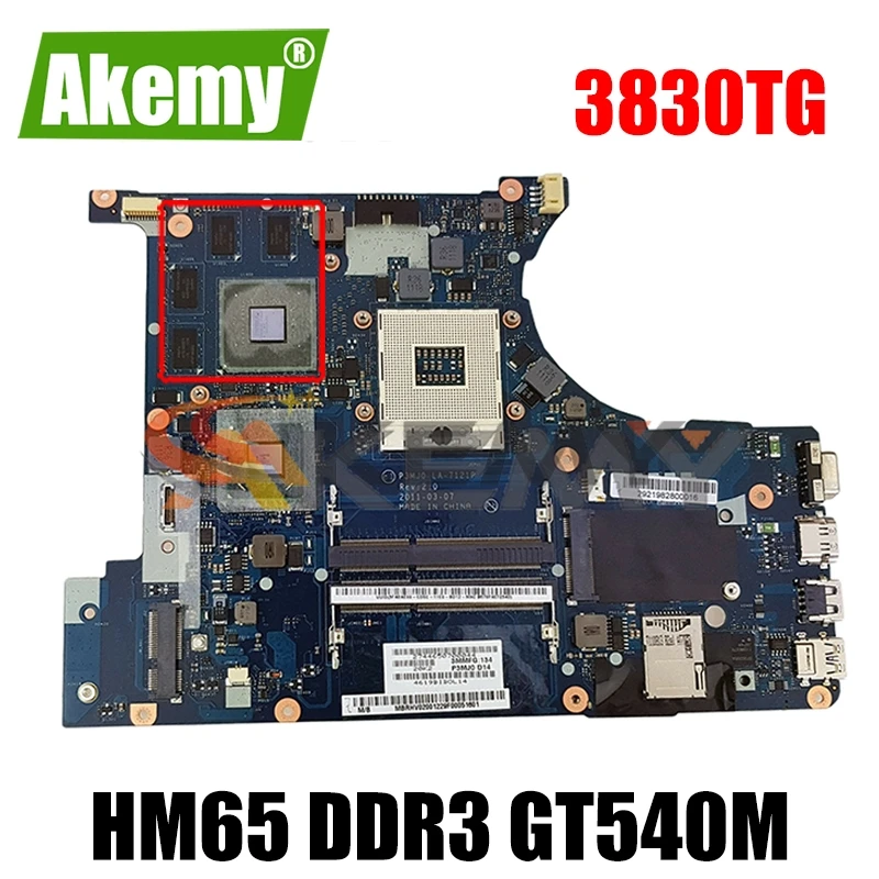 AKEMY основная плата для acer aspire 3830 3830TG Материнская плата ноутбука MBRFQ02002 MB.RFQ02.002 P3MJ0 LA-7121P HM65 DDR3 GT540M тест