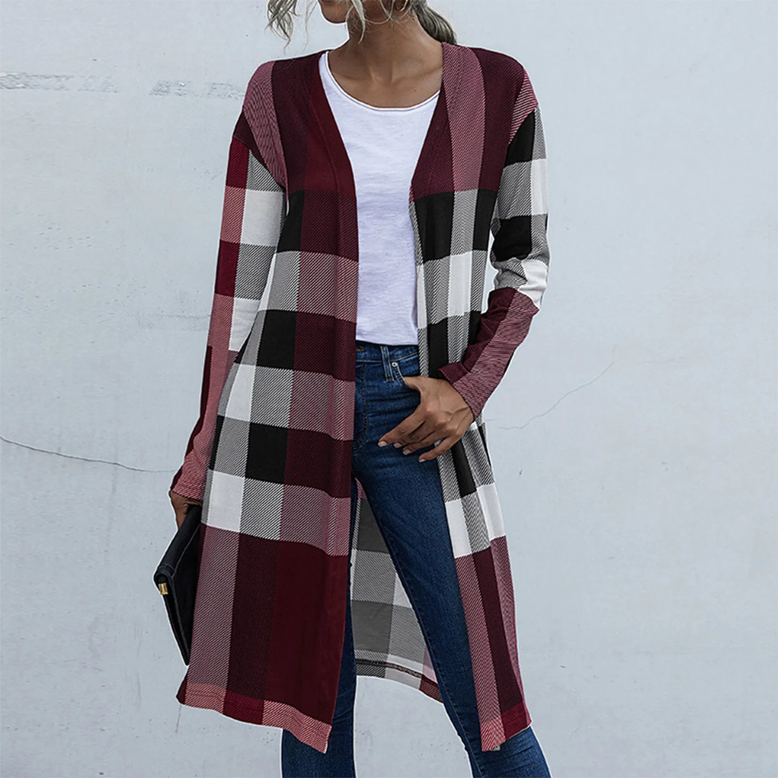 

Fashion Plaid Jackets Women Casual Loose Long Cardigan For Women Streetwear Women Cardigan 2021 New Female Clothings casacos