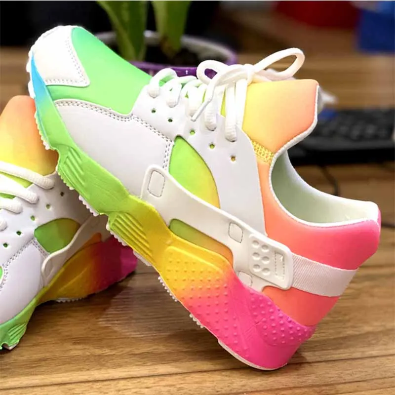 

2021Casual Flat Shoes Women Ins Hot Couple Luxury Colorful Sneakers Women and Men Brand Design Mixed-color Platform Sneakers