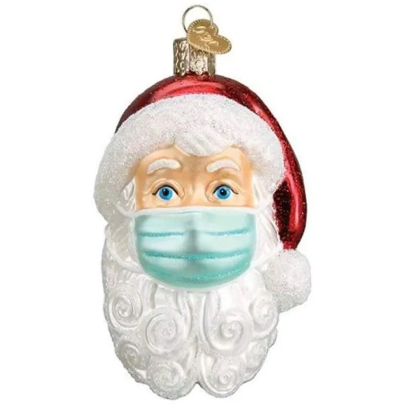 

2020 Santa Claus Christmas Tree Decorations Xmas DIY Quarantine with Mask Hanging Pendants Ornament PVC Resin Festival Decor