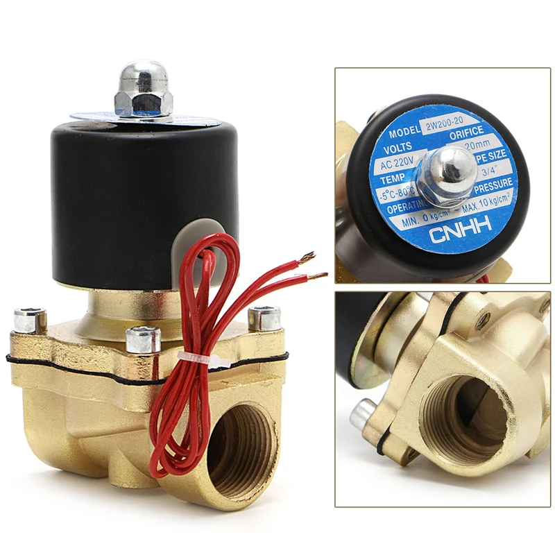 

3/4" 220V Electric Solenoid Valve Pneumatic 2 Port Water Oil Air Gas 2W-200-20