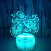 motorcycle led 3d optical illusion night light action figure 7 colors touch table 3d lamp for home decoration light
