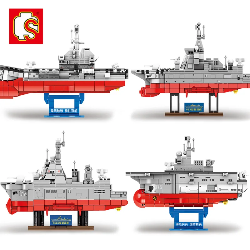 

Military Navy WarShip Submarine Series Building Blocks Battle Destroyer Cruiser Amphibious assault Ship Model Bricks Set Toys