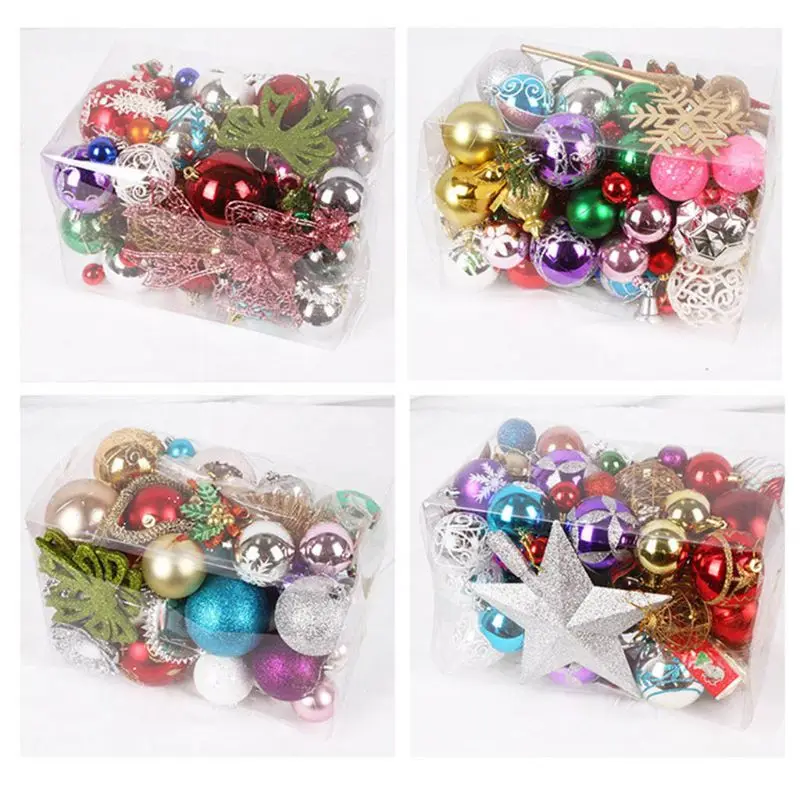 60-70ct Assorted Christmas Balls Ornament for Xmas Trees Parties, Holiday Decor