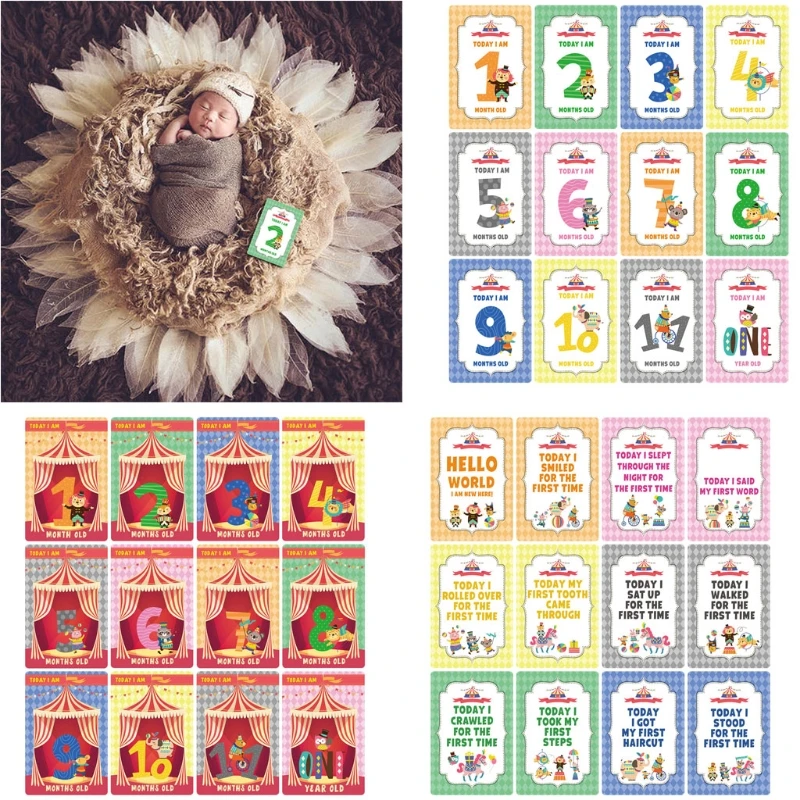 

12 Sheet Milestone Photo Sharing Cards Baby Age Cards - Baby Milestone Cards 40JC