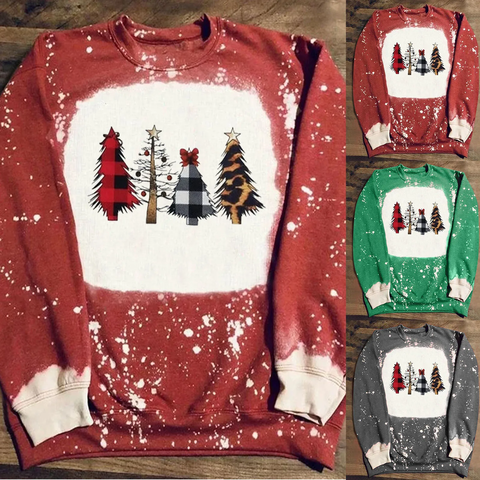 

Ladies Chirstmas Round Collar Print Long-Sleeved Sweatshirt Fashion Top Blouse