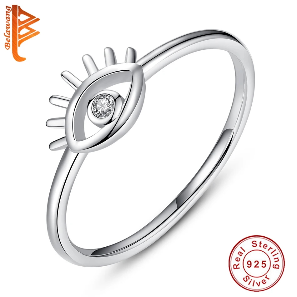 

BELAWANG Authentic 100% 925 Sterling Silver Eyes Women Finger Ring Wedding & Engagement Jewelry