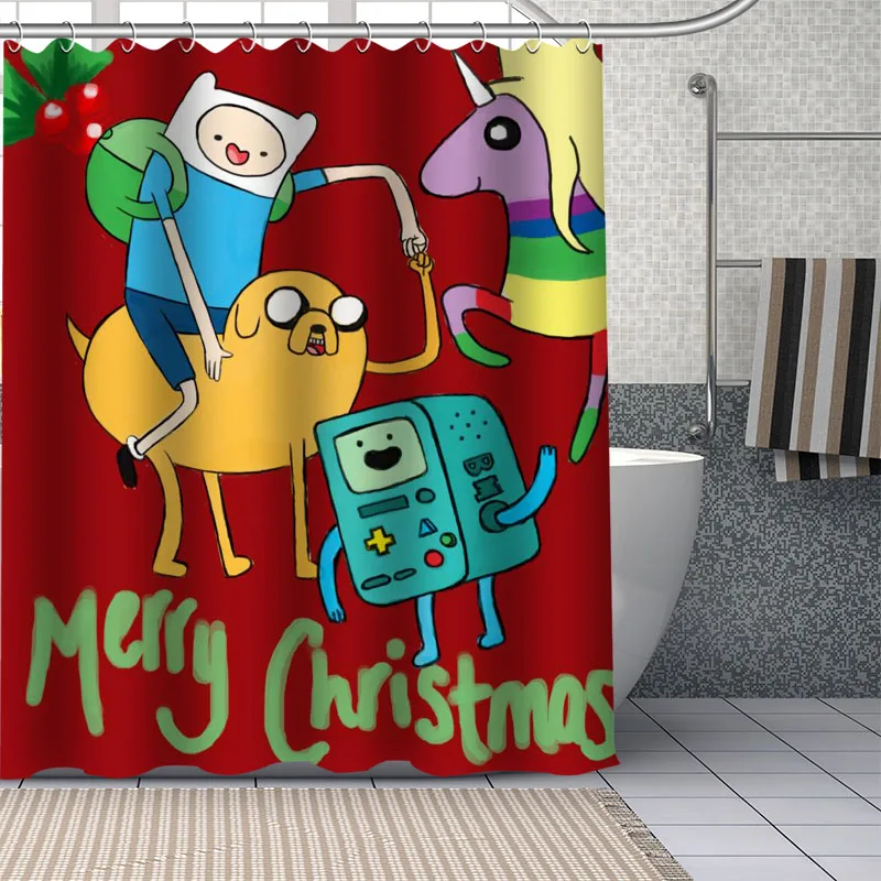 

New Adventure Time Anime Shower Curtains Waterproof Fabric Cloth Bathroom Decoration Supply Washable Bath Room Curtain