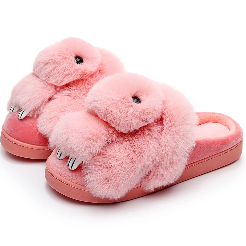 Женские домашние тапочки с кроличьими животными меховые для пар chinelos новинка