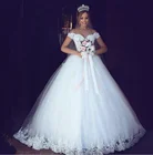 Новинка 2022, белое элегантное бальное платье цвета слоновой кости, свадебные платья с открытыми плечами для невесты, кружевное Сердечко с кружевными краями, искусственное платье 2-26 Вт