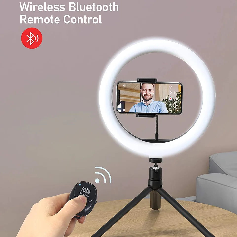 

6/10 Inch Photography Lighting Ring Light with Tripod Phone Stand Led Selfie Ringlight Bluetooth Remote Ring Lamp Youtube Tiktok