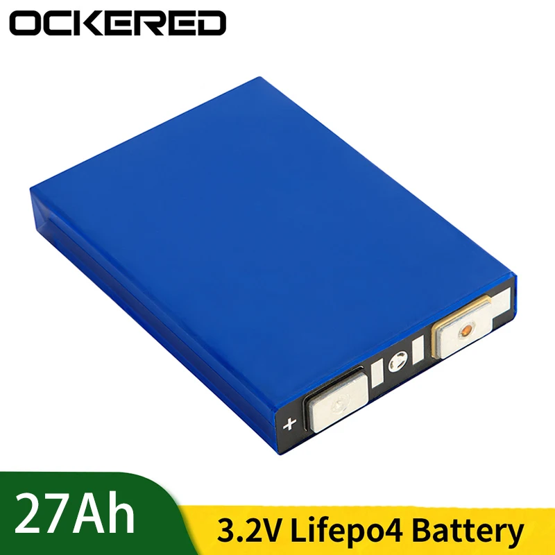 

Ockered 4-8Pcs 3.2V 27Ah 4C Discharge LiFePO4 Battery Cell Lithium Iron Phosphate Deep Cycles for 12V 24V Solar Energy UPS Power