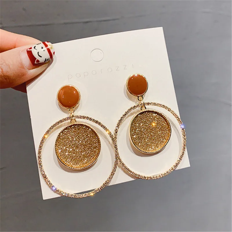 Женские серьги подвески с двойными кольцами в Корейском стиле Ювелирное