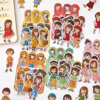 20pcscute cartoon changing clothes series scrapbook stationery sticker japanese kawaii girl decoration sticker aesthetics