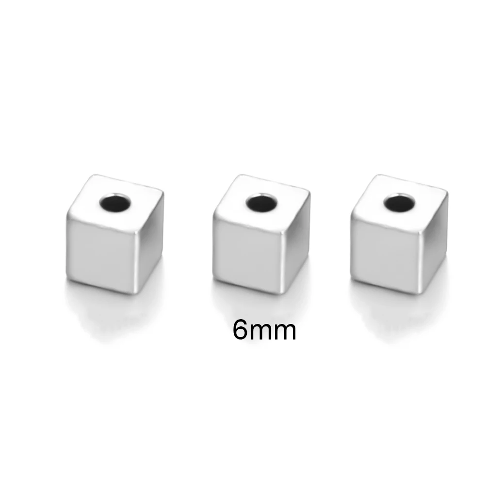 6mm Semitree 50 шт 2,5 мм 3 мм 4 мм 6 мм нержавеющая сталь кубические бусины-спейсеры Квадратные бусины для DIY браслет материал для изготовления ювелирных изделий - Цвет: 6mm