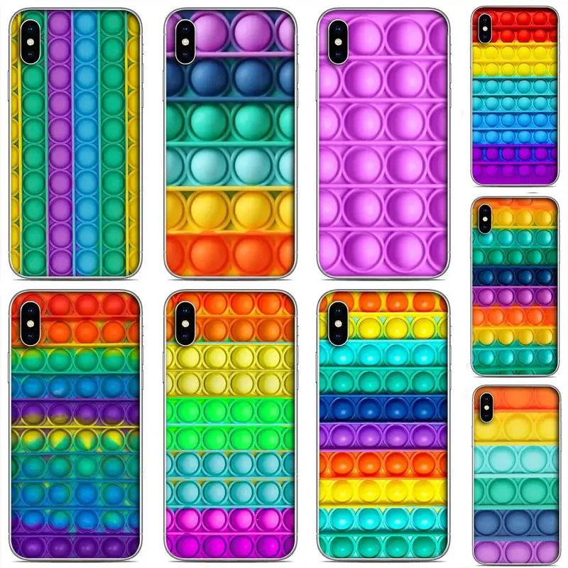 

Bubble Fidget Reliver Stress Phone Case For Clear-Iphone 5 5s se 6 6s 7 8 11 12 X Xs Xr Pro Plus Max Mini Cover
