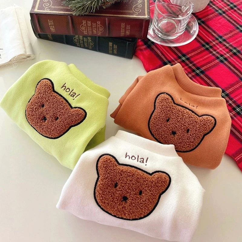 

Cute Bear Head Dog Sweater Autumn and Winter Clothes Pet Bottoming Shirt Teddy Bichon Warm Clothes Puppy Pullover