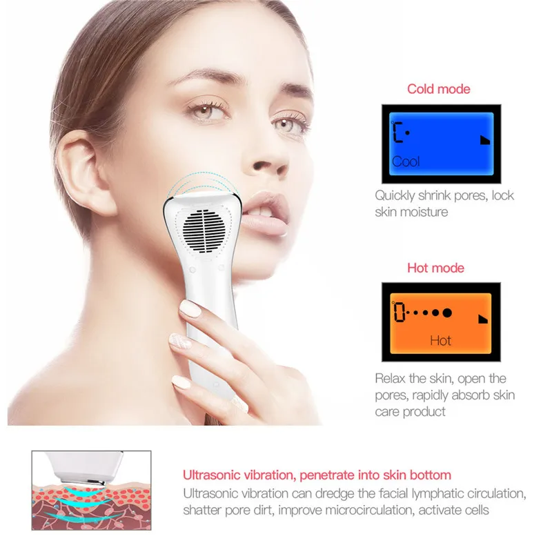 Ультразвуковой криотерапевтический светодиодный Горячий Холодный молот массажер для лифтинга лица