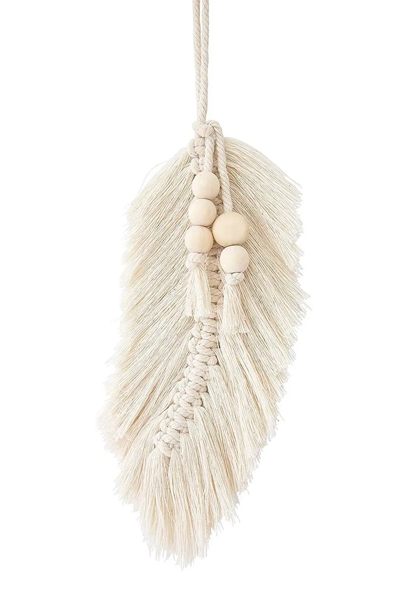 Макраме Настенный декор в стиле бохо украшение с перьями настенный гобелен