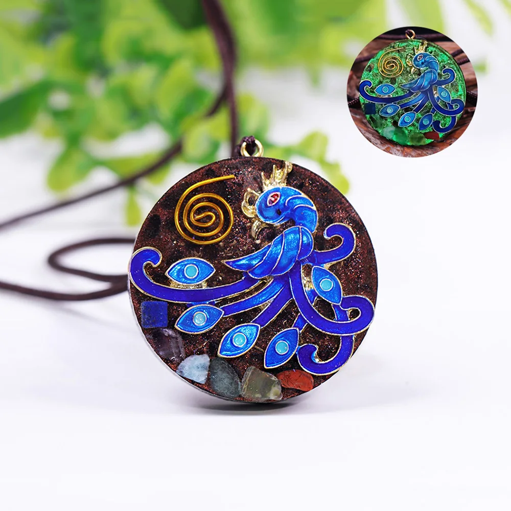 Светящееся ожерелье подвеска в виде оргона с Фениксом птицы нового начинания