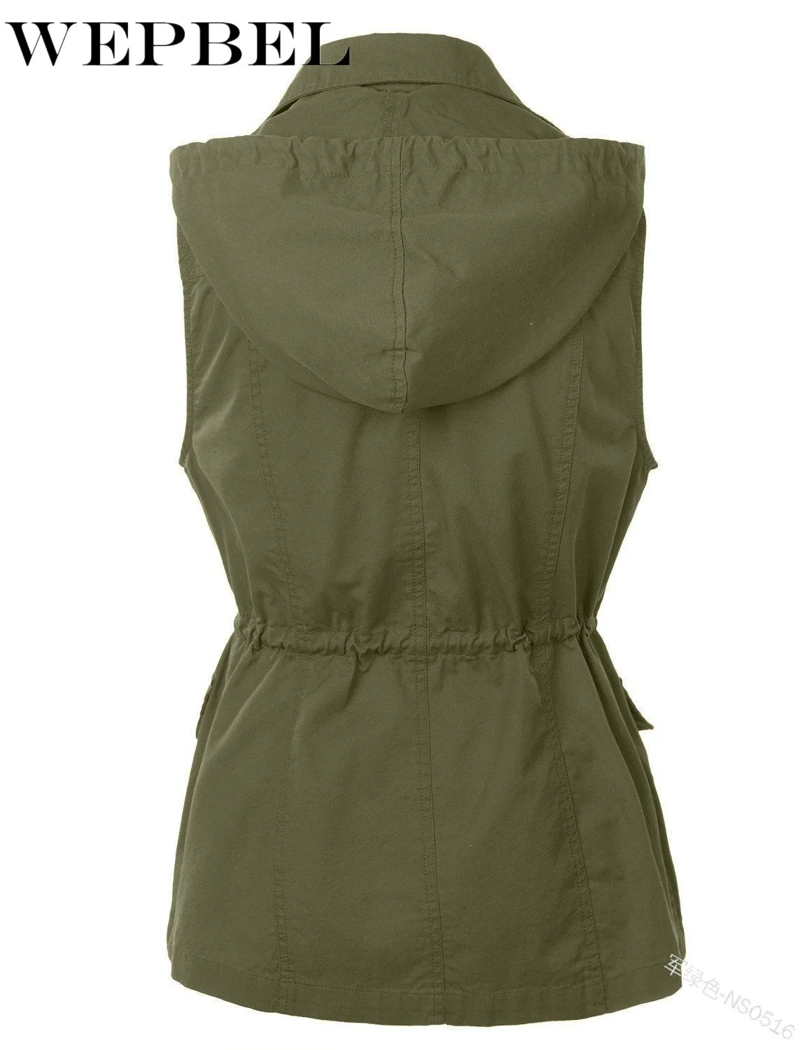 

WEPBEL Women Vest Hooded Sleeveless Coat Autumn Winter Pocket Solid Color Zipper Button Warm Ladies Female Vests