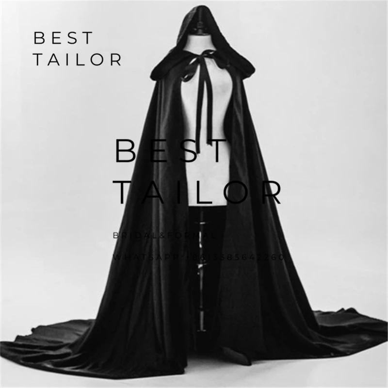 Длинные свадебные накидки Свадебная накидка с капюшоном Серебряная Атласная