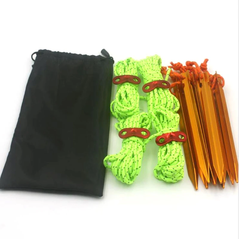 Tent Rope Set 4 4mm Thick Reflective Ropes and 10 Ground Nails 1 Storage Bag Camping Wind Buckles | Спорт и развлечения